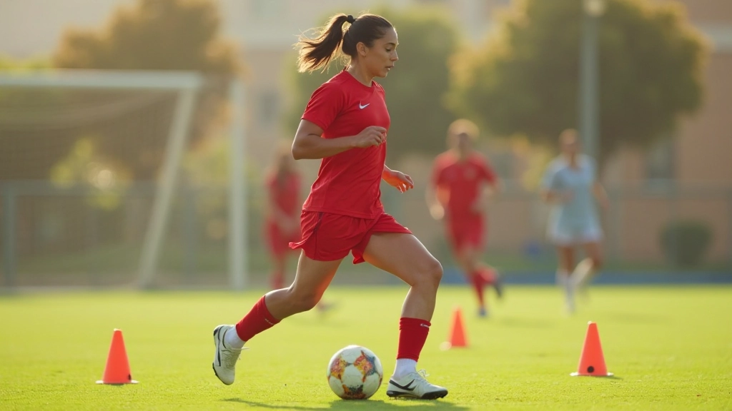 Athletes performing speed and agility training exercises with cone drills