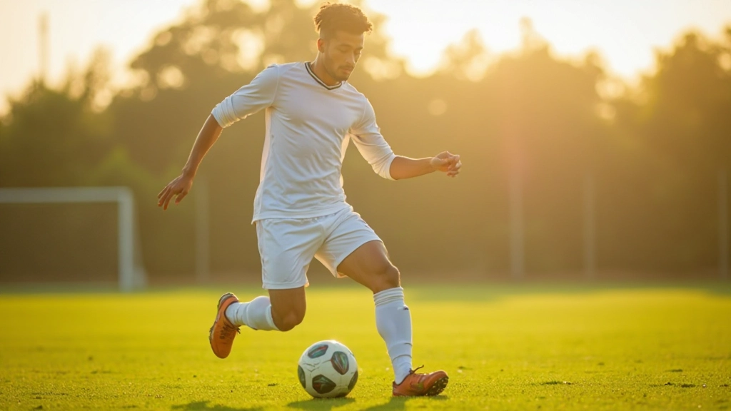 Professional soccer player demonstrating advanced ball control technique during training