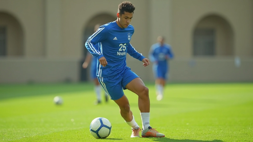 Professional soccer player demonstrating ball control during training session